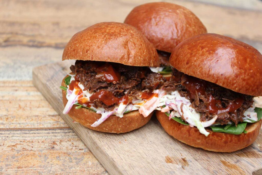 Iberico Pork Cheek Burgers with Brandy BBQ Sauce