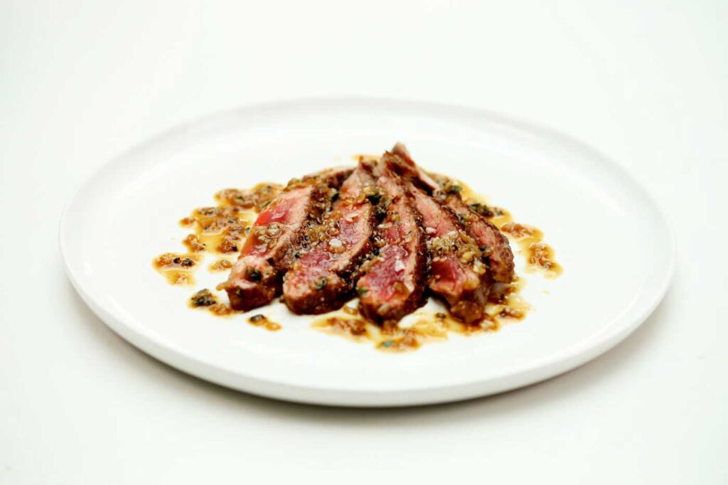 Abanico Iberico Pork with Peppercorn Sauce