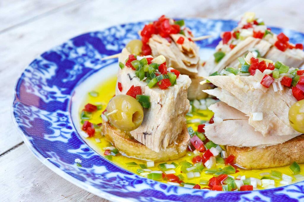 Bonito Tuna Pintxo with Pepper Vinaigrette