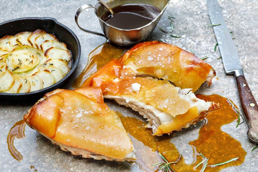 Crispy Suckling Pig Rack with Rosemary Juices