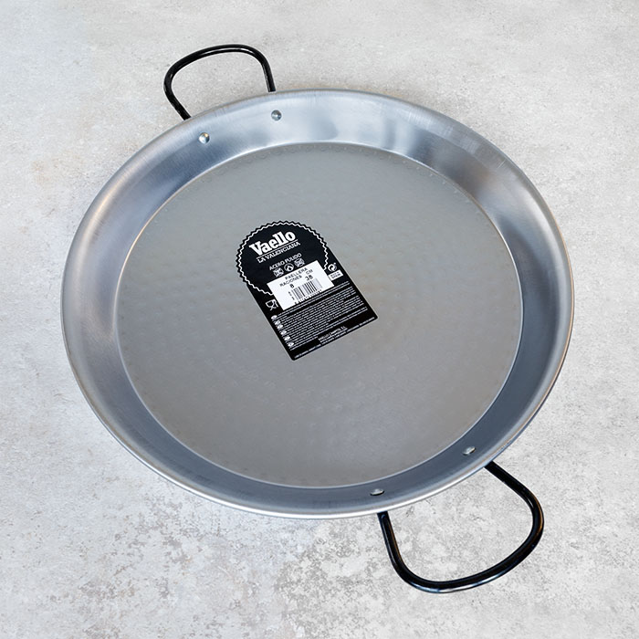 Vaello Polished Steel Paella Pan 38cm