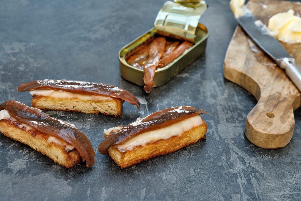 Cantábrico Anchovies, Goats Cheese Butter and Toasted Brioche