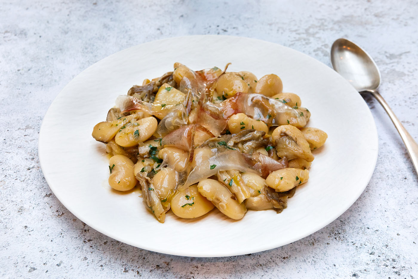 Butter Beans, Wild Mushrooms, Albariño and Guanciale Iberico